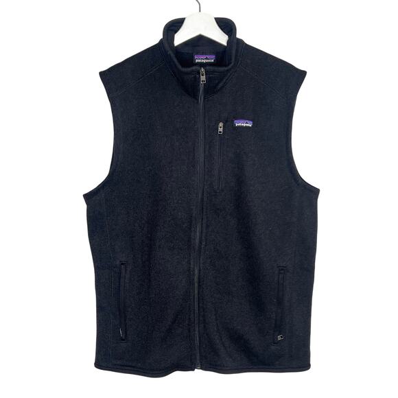 Patagonia Sleeveless Full Zip Stand Collar Better Sweater Vest Black Men's L - Picture 1 of 8